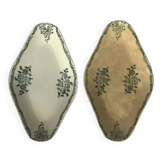 Two earthenware dishes from Sarreguemines Saint Amand - Terre de Fer - Floral decoration