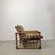 Chaise longue italienne des années 1970 en bambou, rotin, laiton et tissu style Liberty