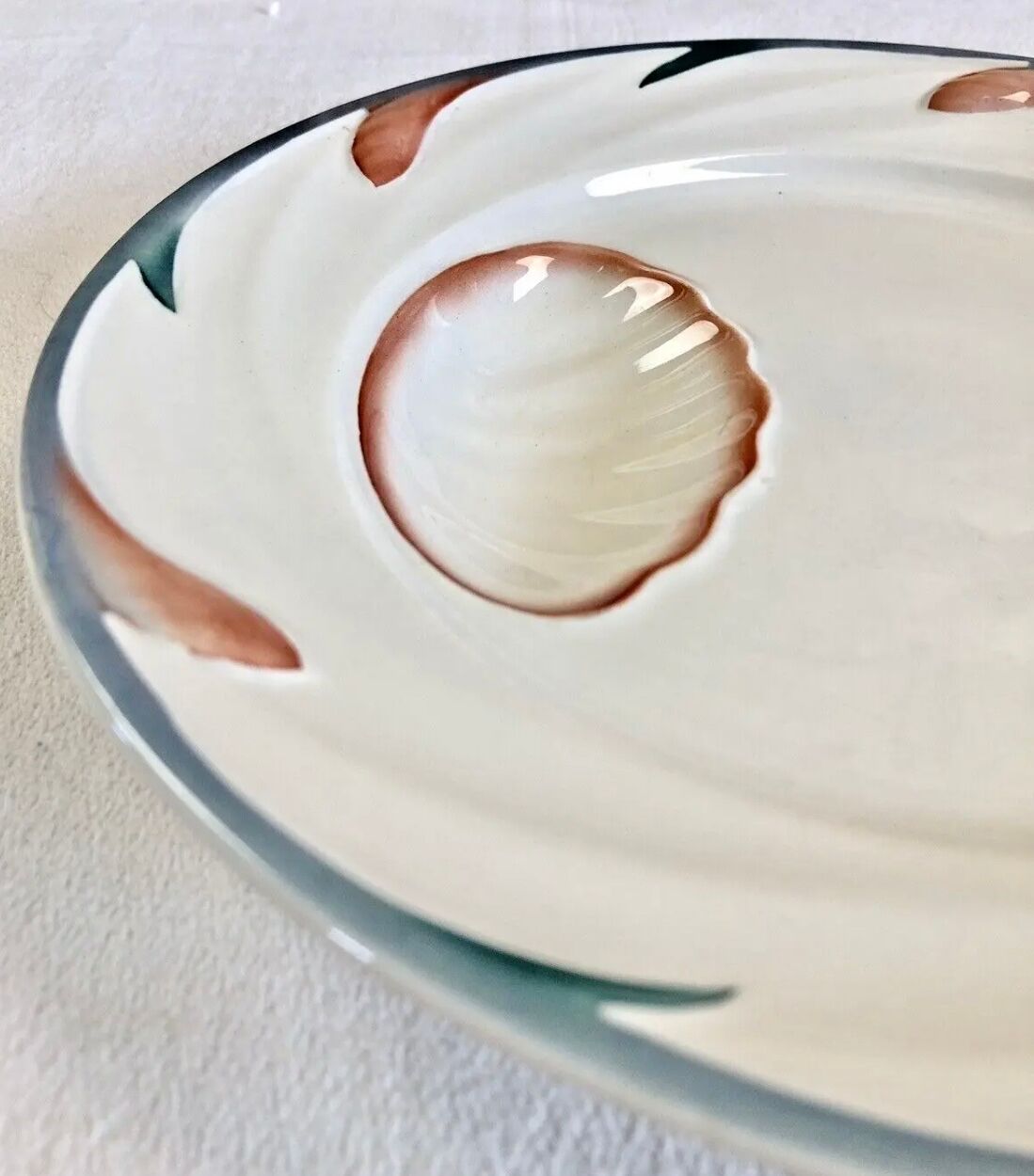 Set of 6 old Digoin Sarreguemines asparagus slushie plates