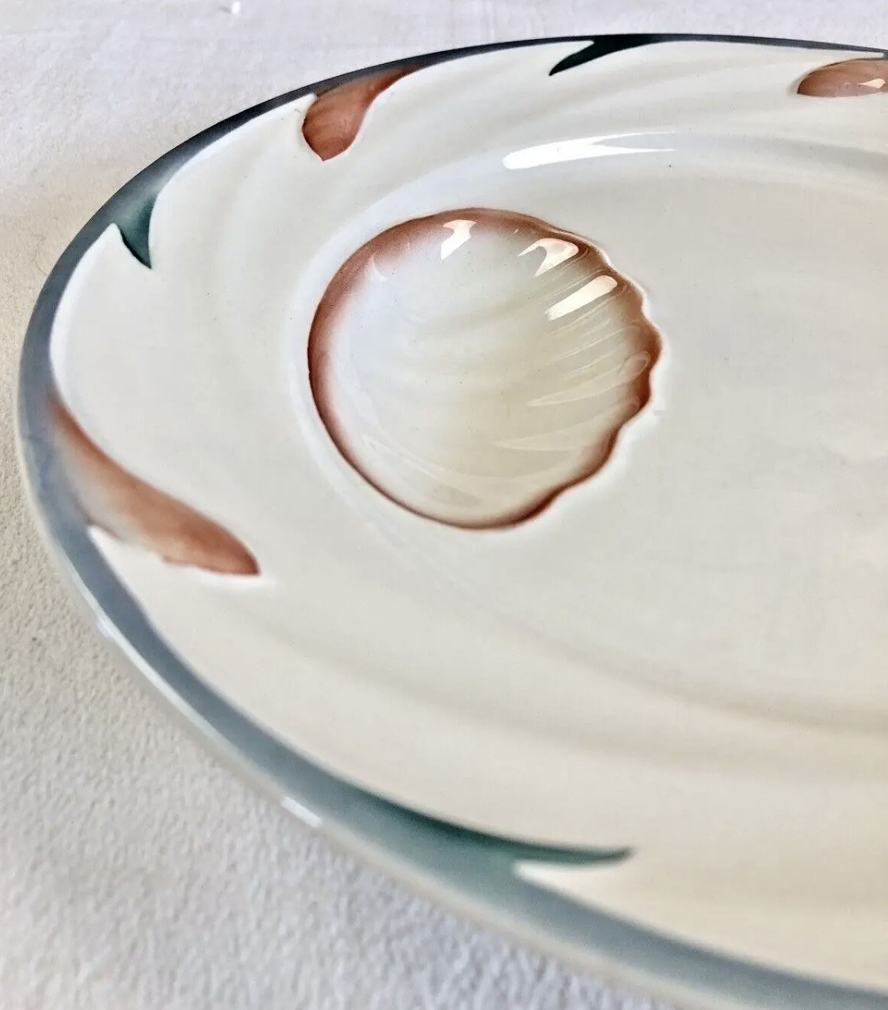 Set of 6 old Digoin Sarreguemines asparagus slushie plates