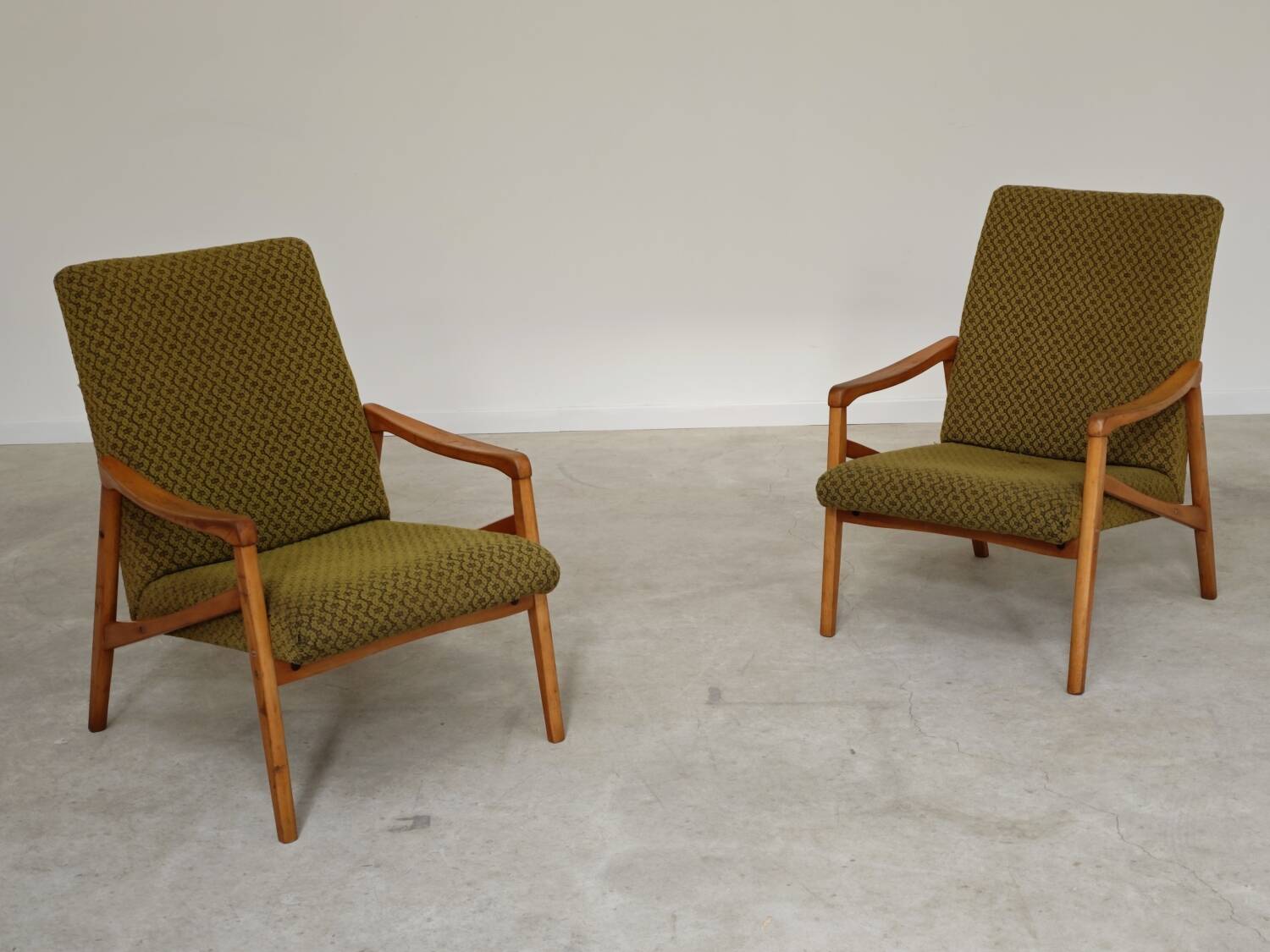 Pair of light green armchairs by Jiri Jiroutek for Interier Praha, 1960