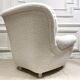 Vintage 80s shell armchair in curly wool