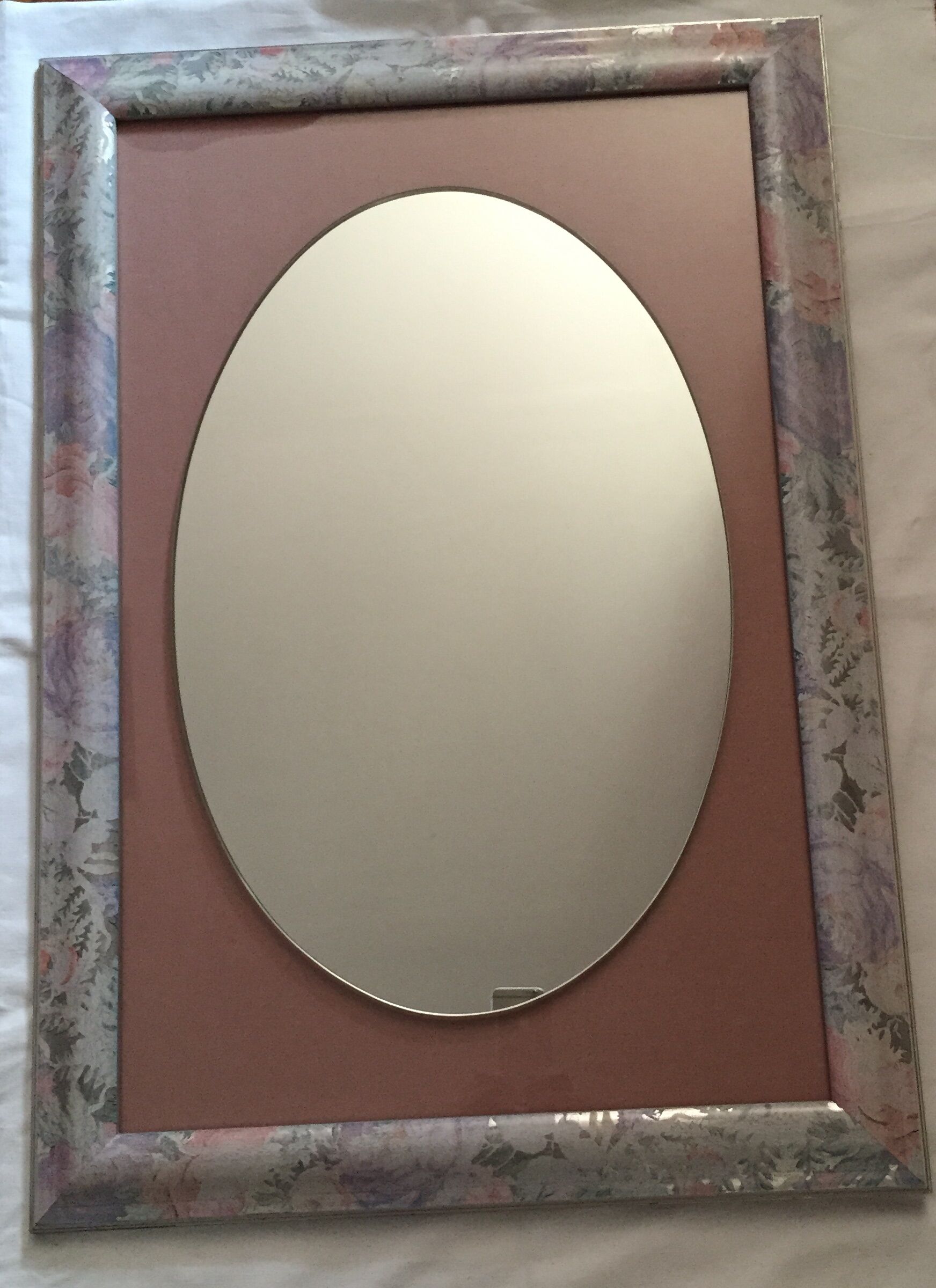 Oval mirror in rectangular frame wooden 80x55cm