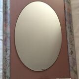 Oval mirror in rectangular frame wooden 80x55cm