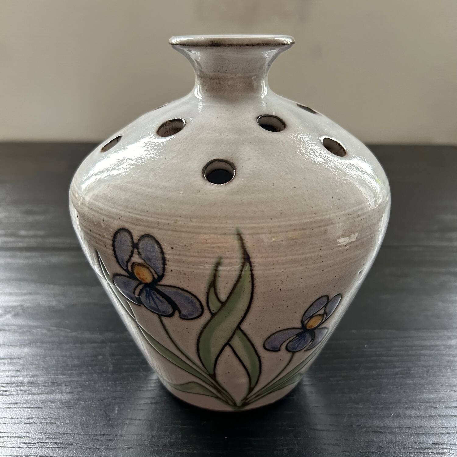 Vase with flowers and iris decor