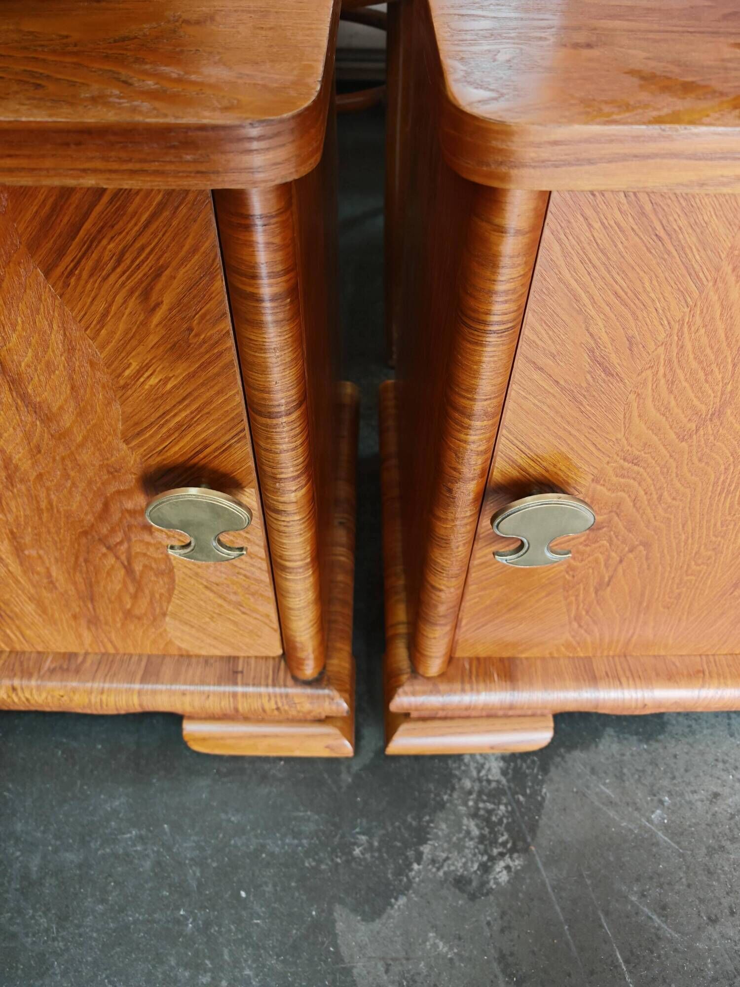 Pair of Art Deco bedside tables renovated in ash, 1930s.