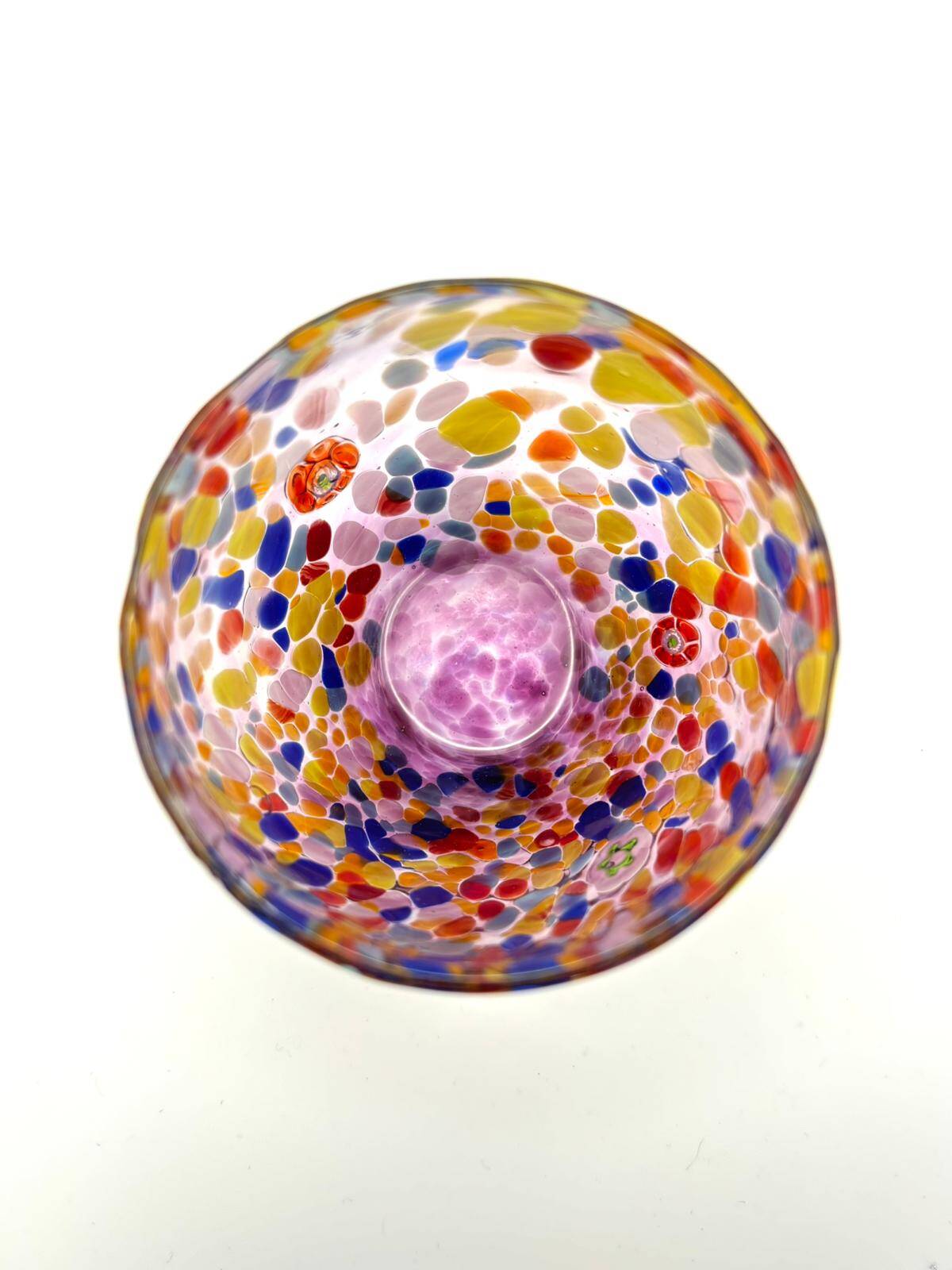 Set of 6 blown glass glasses with Murano murrine.
