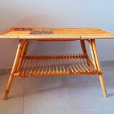 Rattan table, Audout Minet / Capron 1950