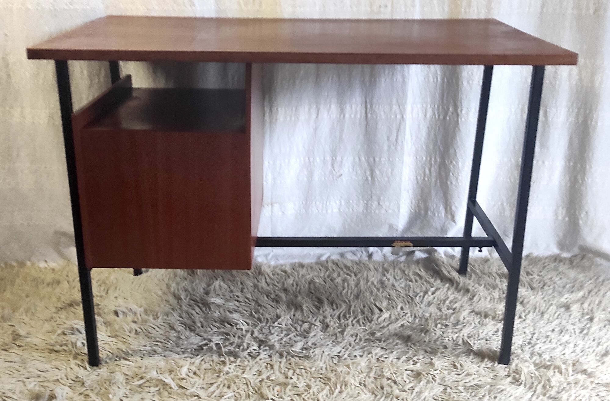 Modernist metal and wood desk by Seducta – 50s/60s