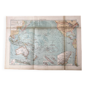 Carte ancienne Océanie 69x48cm
