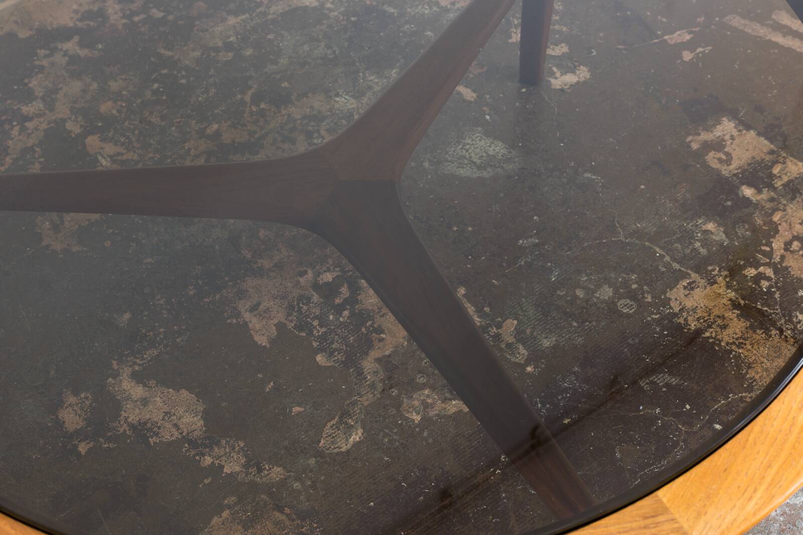 Scandinavian Teak Round with Glass Top Coffee Table 1960's.