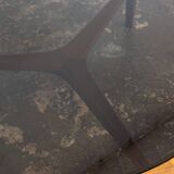 Scandinavian Teak Round with Glass Top Coffee Table 1960's.