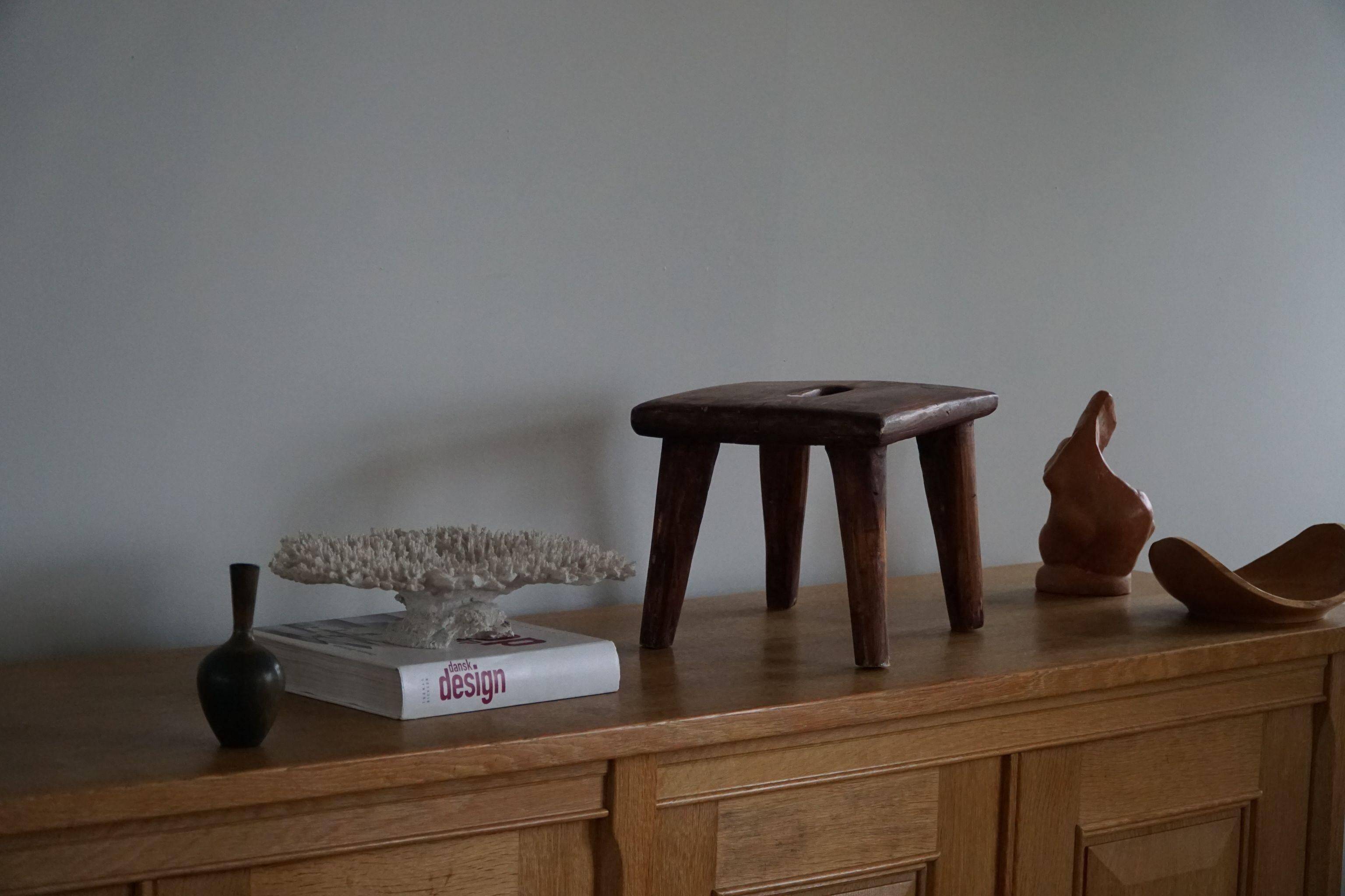 Wabi Sabi stool in solid pine, handmade by a Danish cabinetmaker, 1960s.