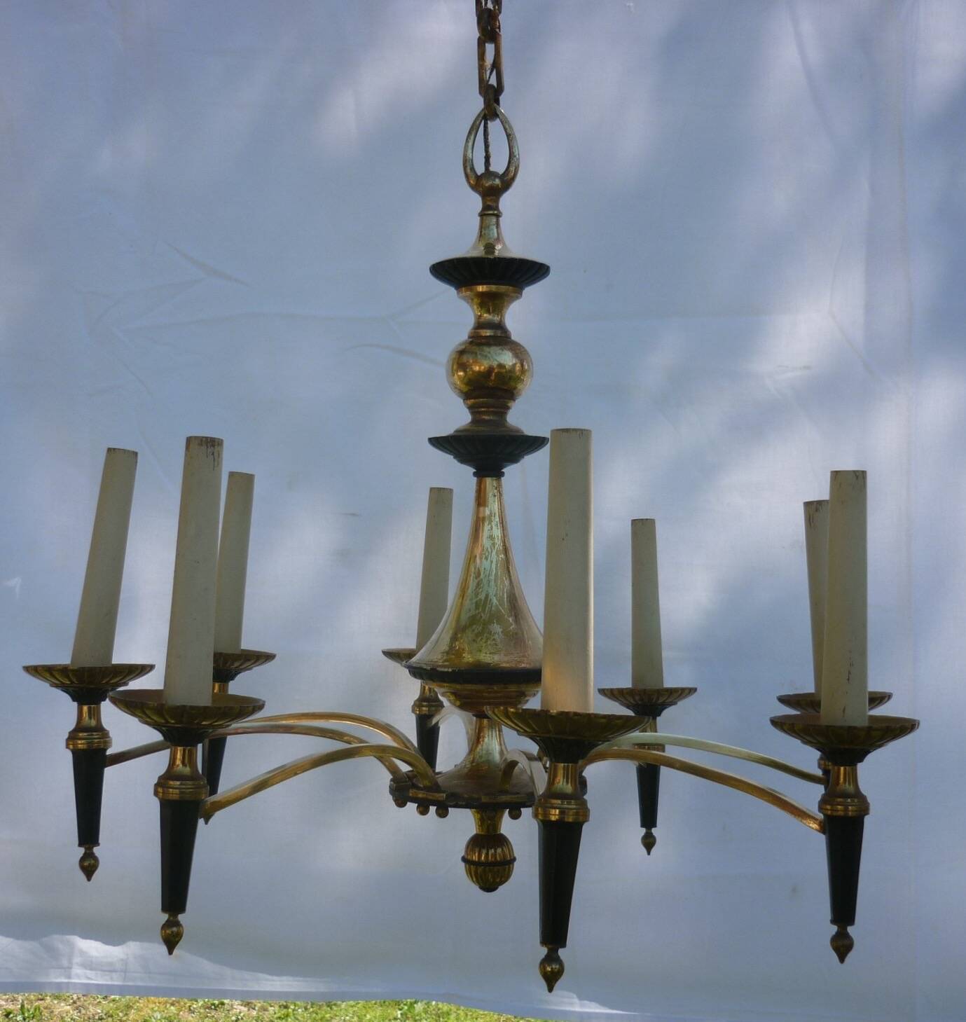 Empire chandelier in bronze and gilded brass