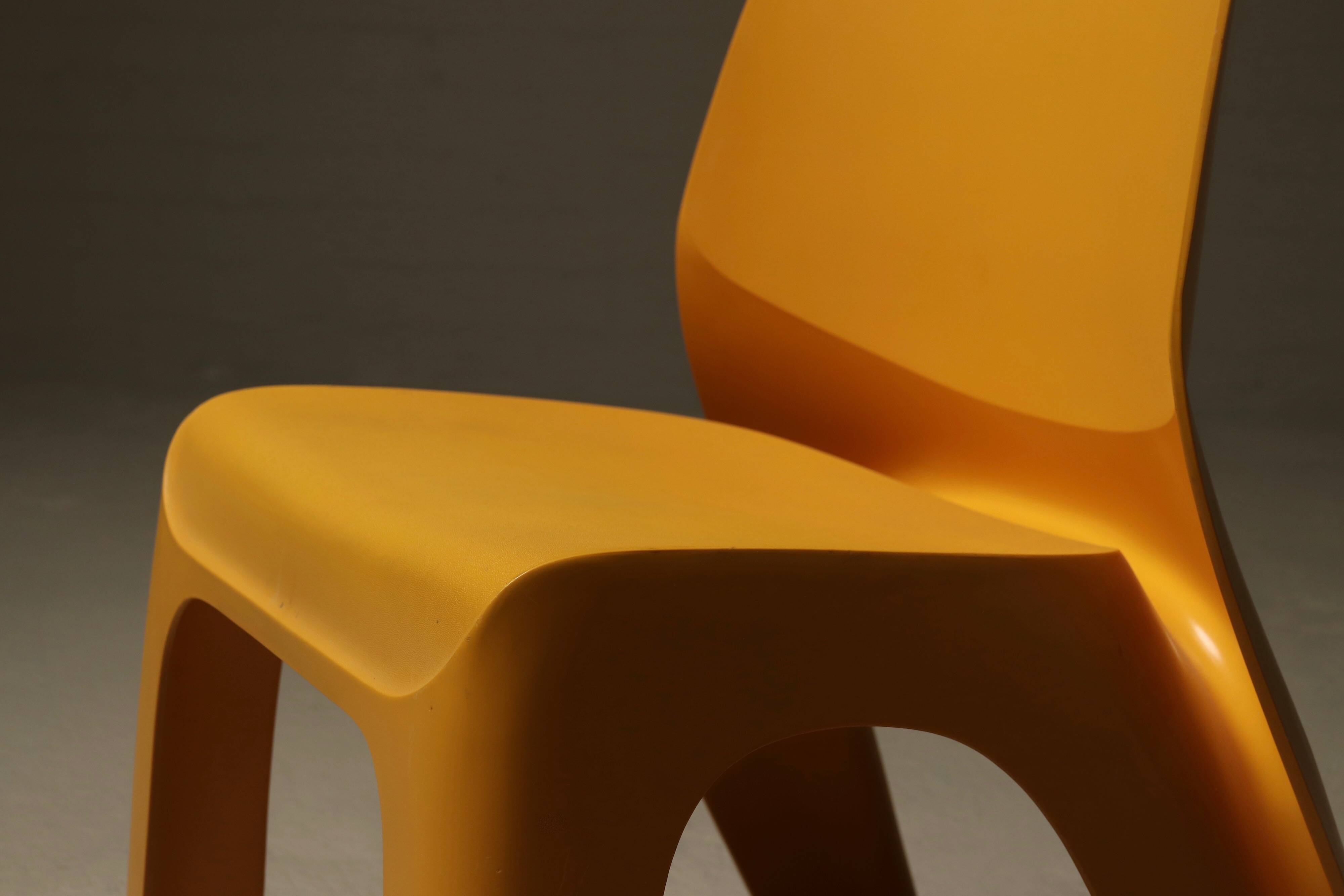 Sculptural Monobloc Chair in Yellow ABS Plastic 1970s