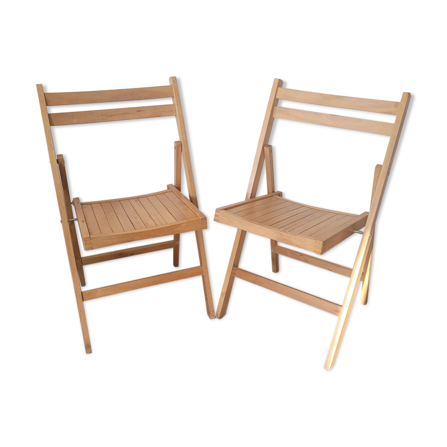 Pair of vintage wooden folding chairs