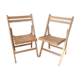 Pair of vintage wooden folding chairs