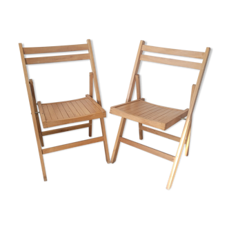 Pair of vintage wooden folding chairs