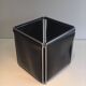 Chrome and faux leather wastepaper basket