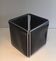 Chrome and faux leather wastepaper basket