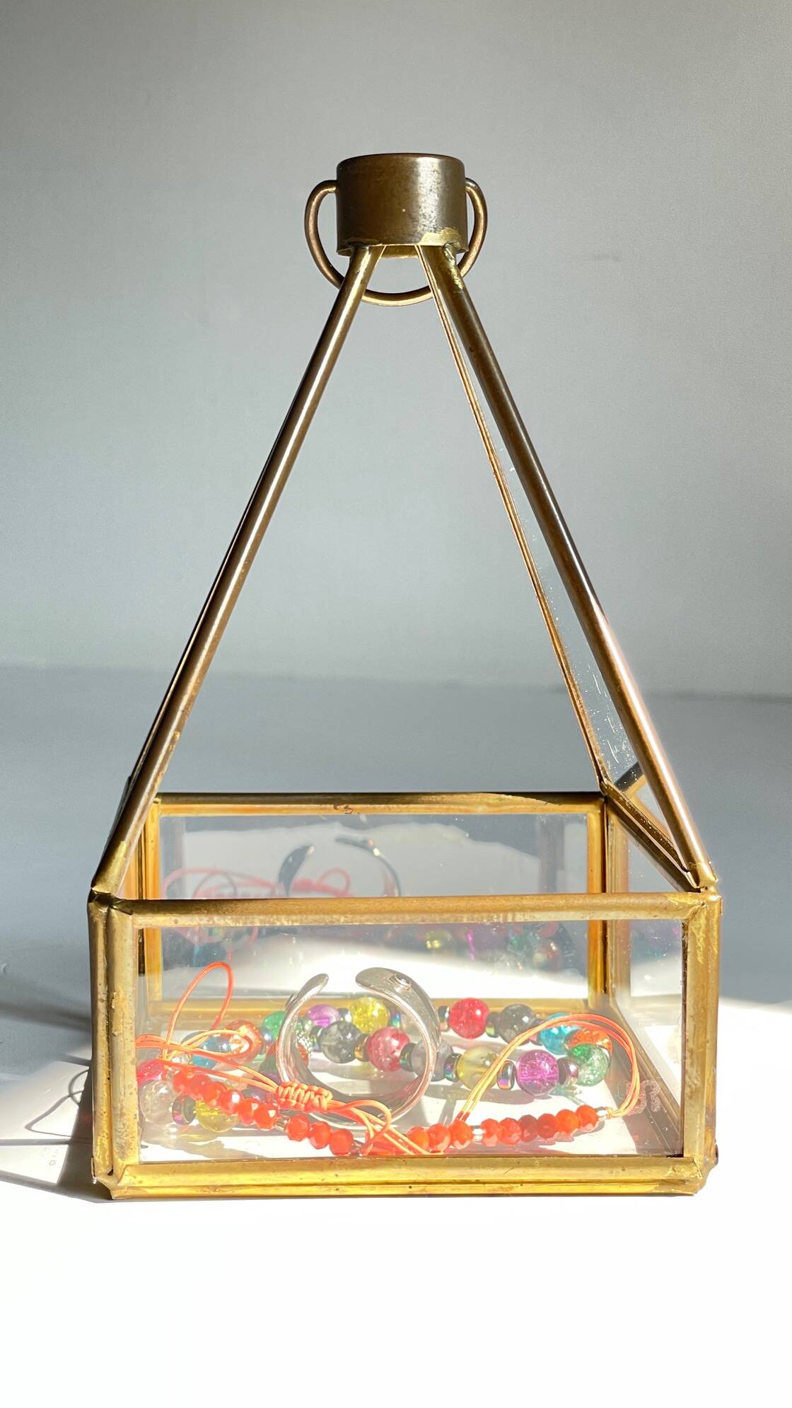 Vide-poche verre et laiton vintage