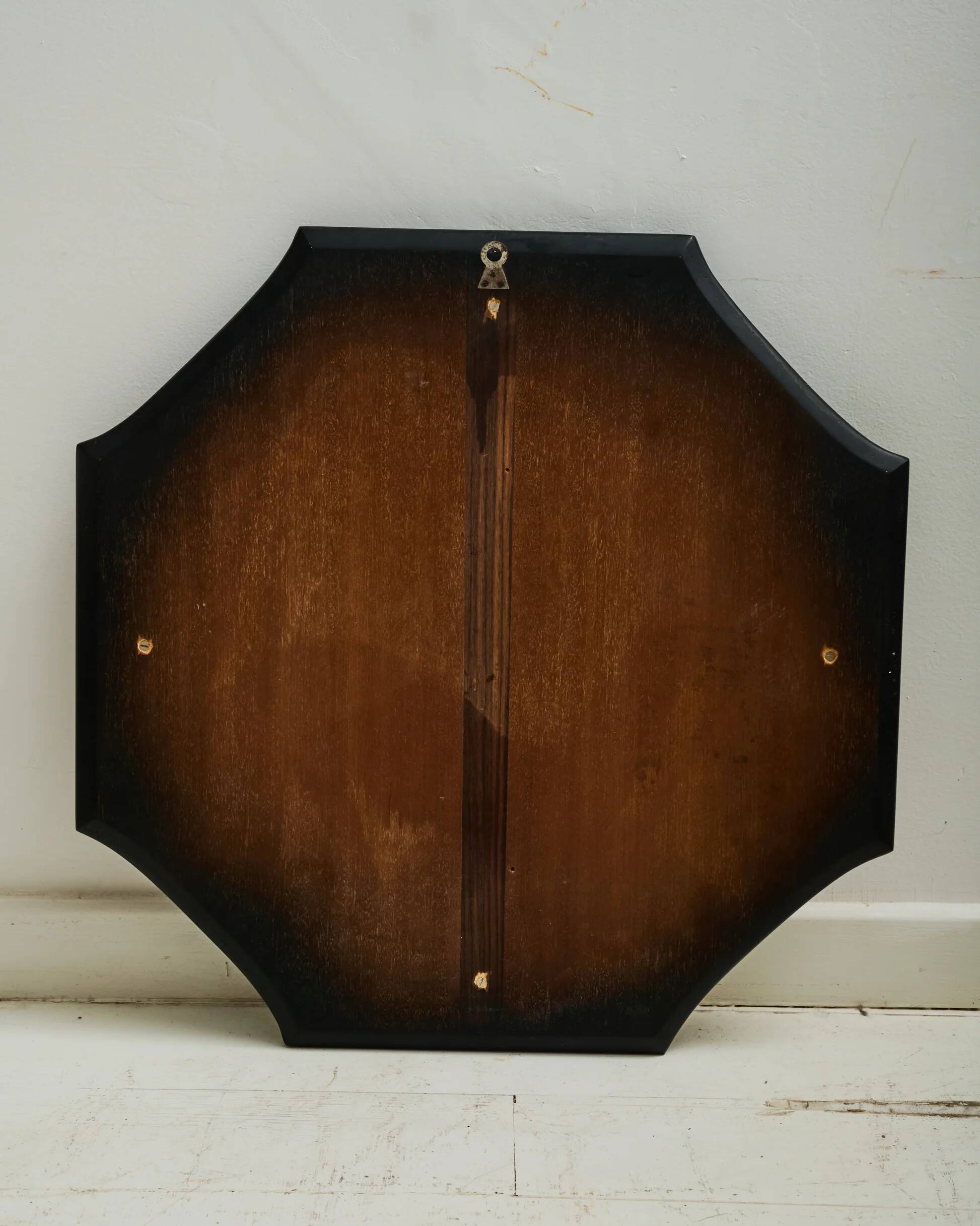 Octagonal rosewood mirror with white inlays, Italy, 1970-1980