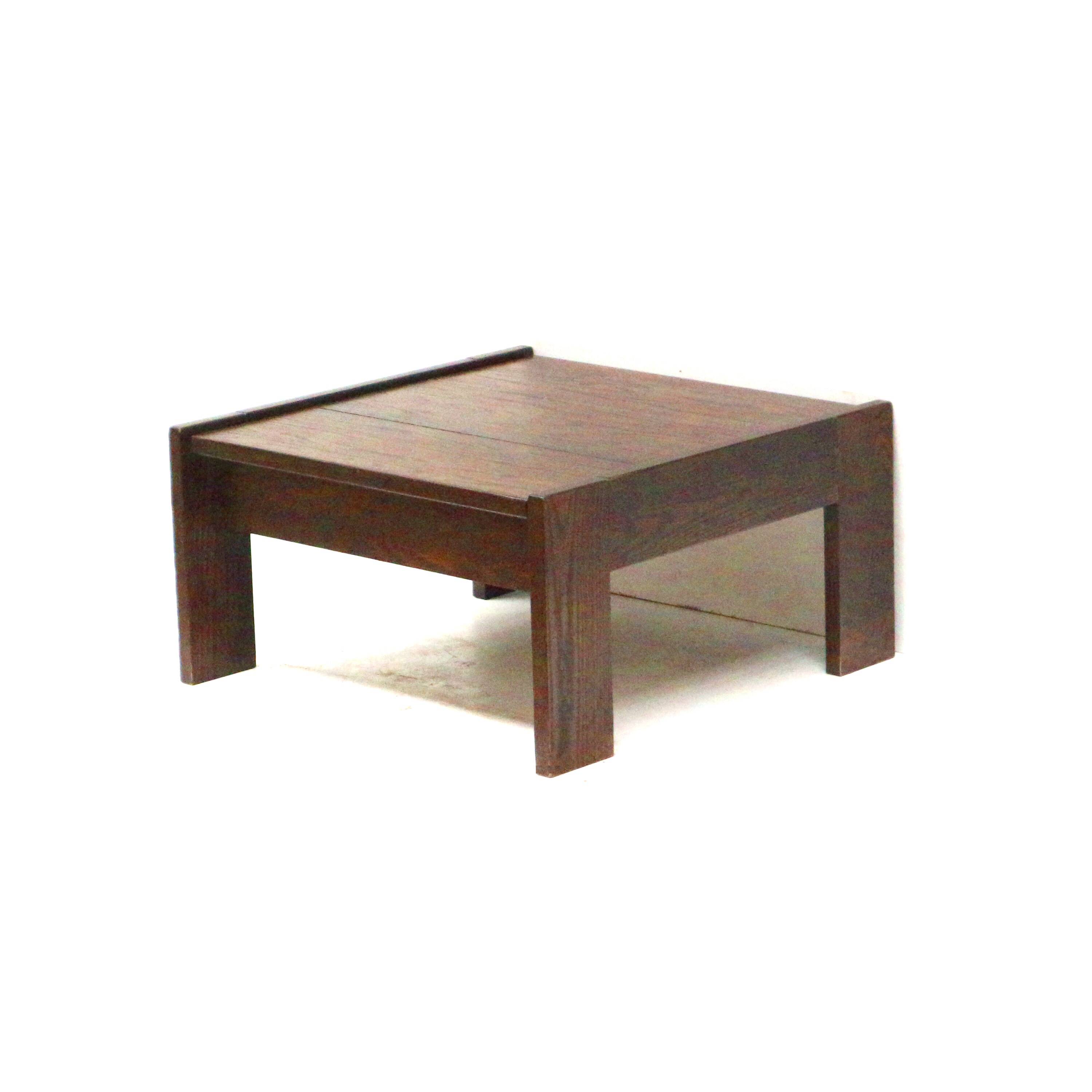 Vintage square Brutalist coffee table designed by Harry de Groot for Leolux