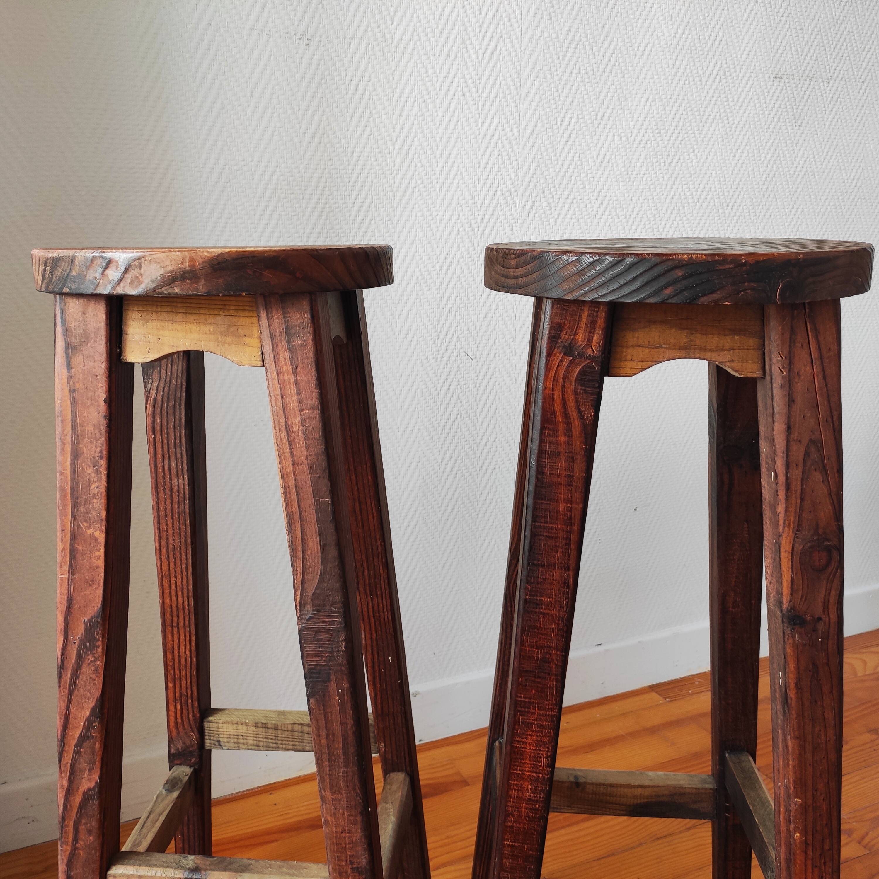 Pair of vintage brutalist stools 1950/60
