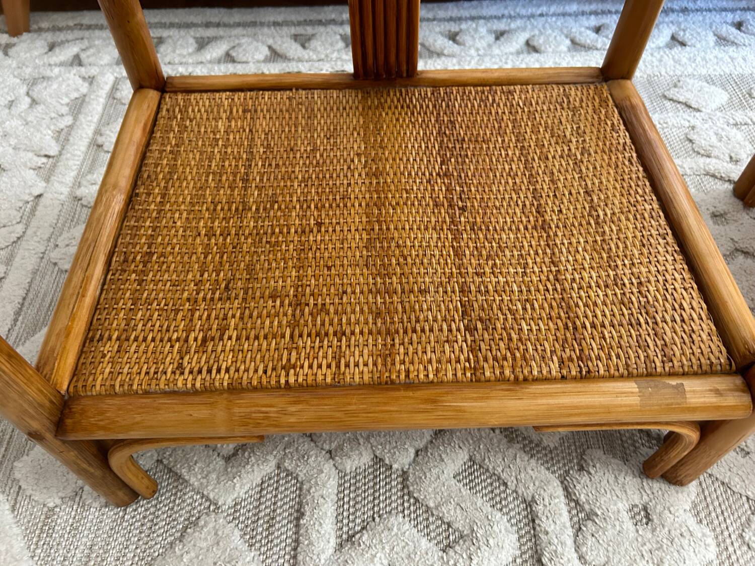 Set of two vintage rattan bedside tables