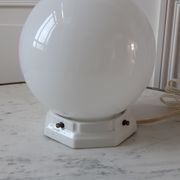 Table lamp ball in opaline and foot porcelain art deco