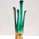 Green and Amber Murano Glass Centerpiece Vase, Italy