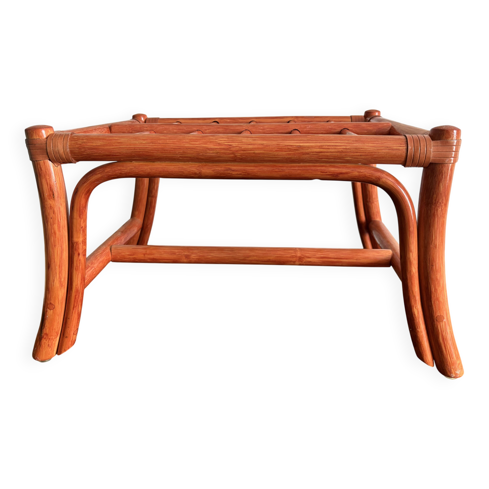 Vintage bamboo and curved rattan luggage rack