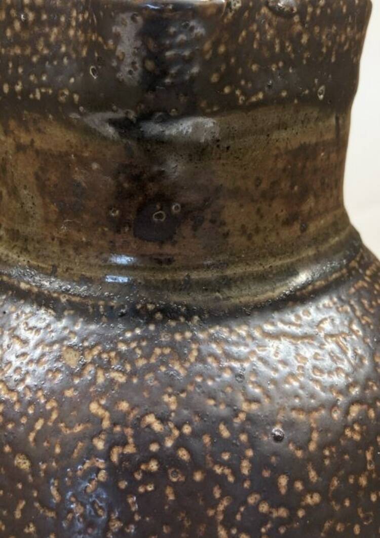 Metallic brown stoneware vase