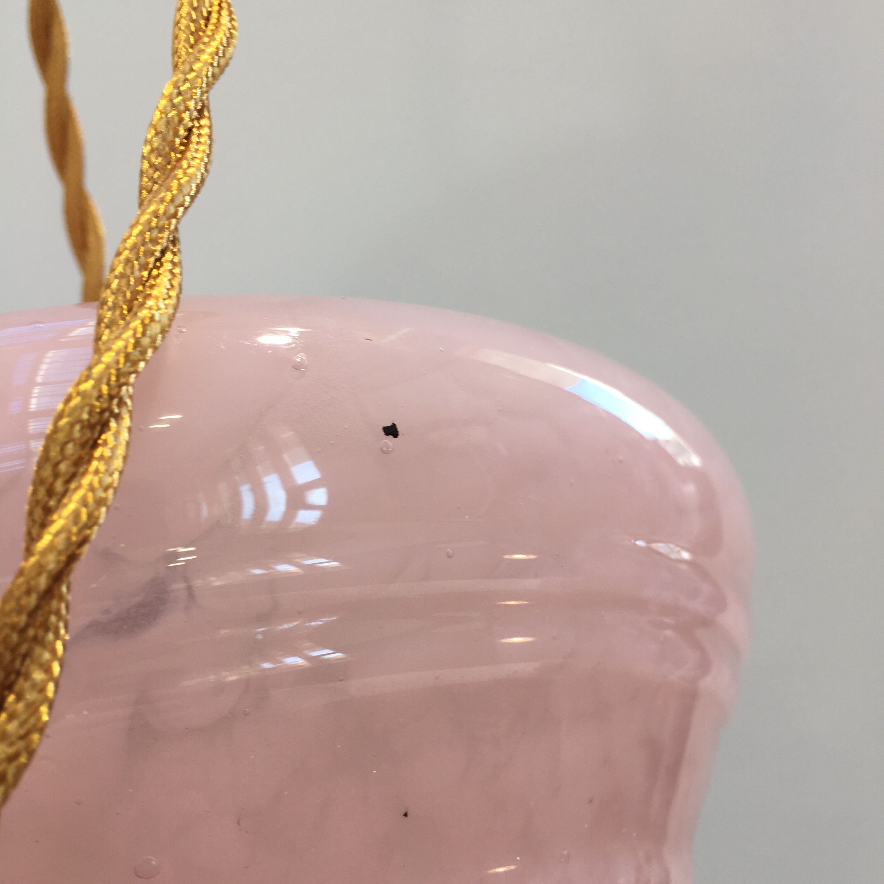 Pair of Art Deco suspensions in pink Clichy glass