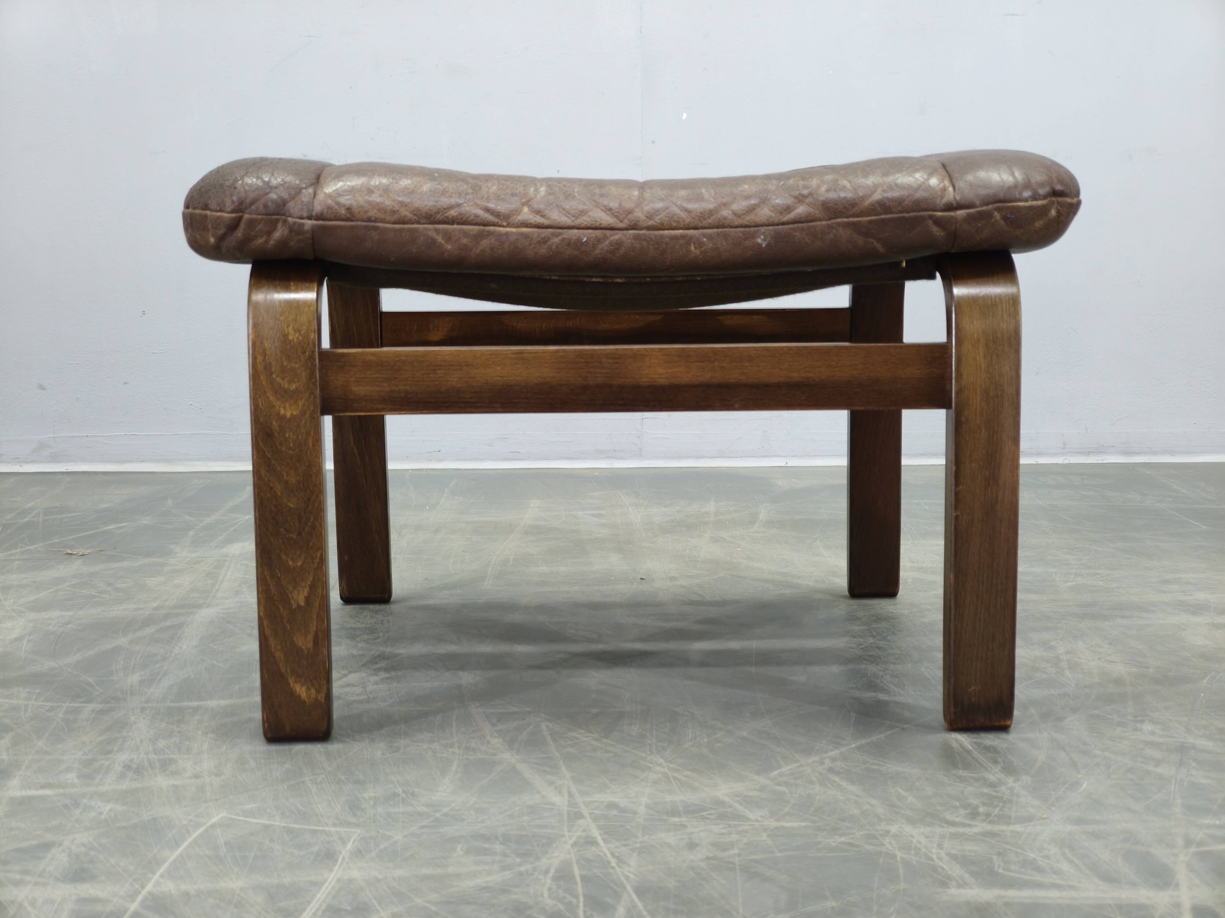 Leather Ottoman by Ingmar Relling for Westnofa, Norway, 1960s
