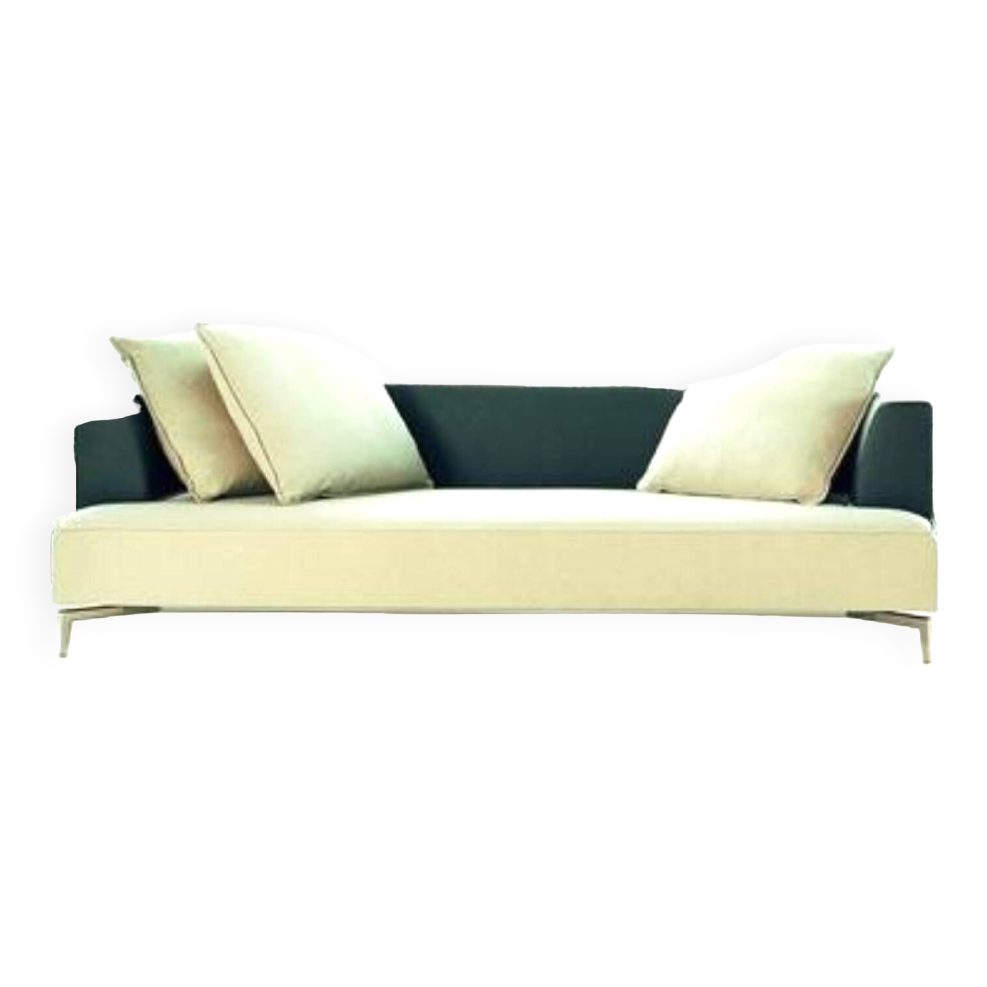 High-end 3-seater leather and fabric sofa