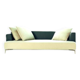High-end 3-seater leather and fabric sofa