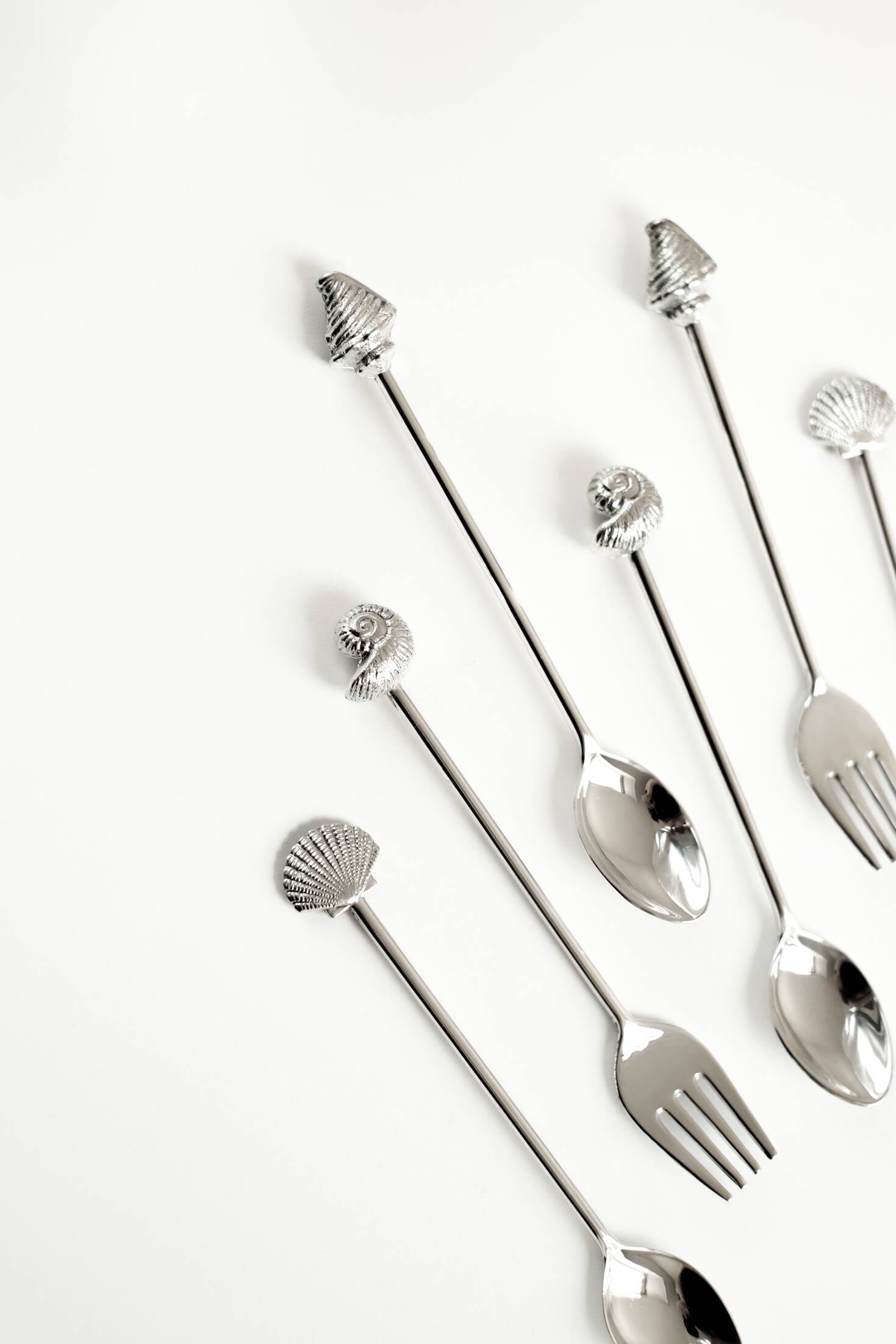 Silver-plated seashell cutlery set
