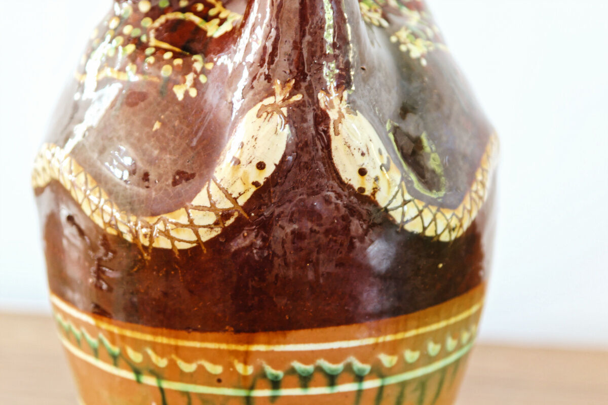 Zoomorphic gargoulette in glazed terracotta