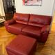 Set convertible leather sofa and footrest Natuzzi