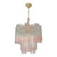 Pair of Murano Style Glass Vanished Pink Tronchi Venini Style Chandeliers