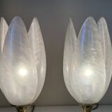 Paire de lampes nacrée style rougier design années 70