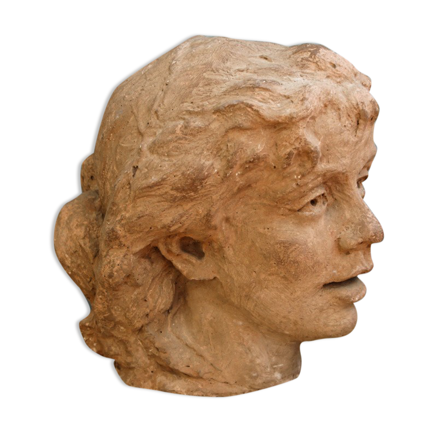 Woman's head, reconstituted stone