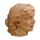 Woman's head, reconstituted stone