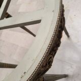 Louis XVI table with carved wood and Carrara marble.