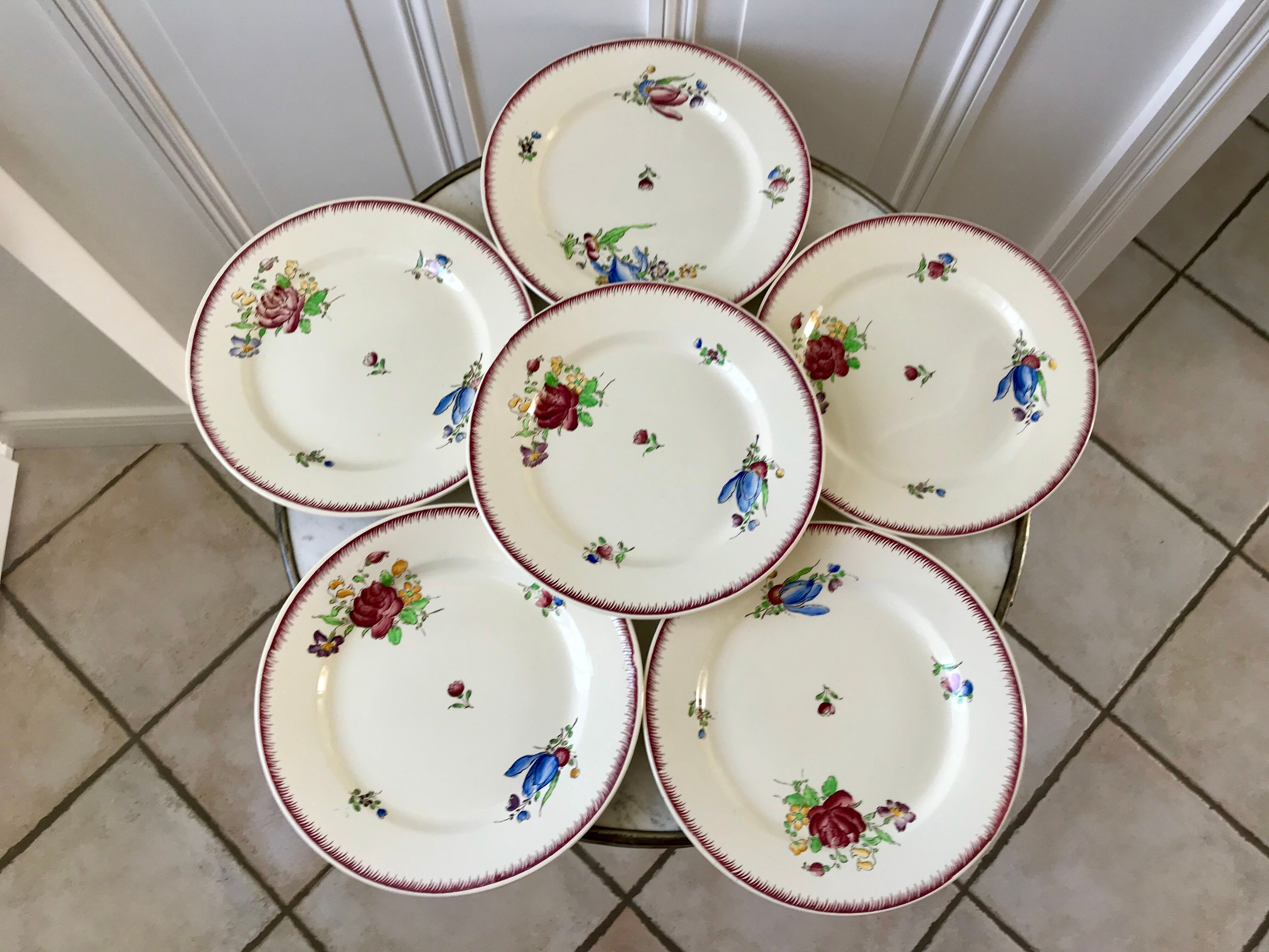 lot de 6 grandes assiettes plates Villeroy & Boch La Louvière fabrication belge en Terre de Fer débu