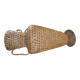 Large beige (wheat) woven wicker floor vase, Mid-Century style from the 1940s.