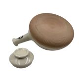 Mid-century Modern cream gres teapot, Franco Bucci Italy ca. 1970