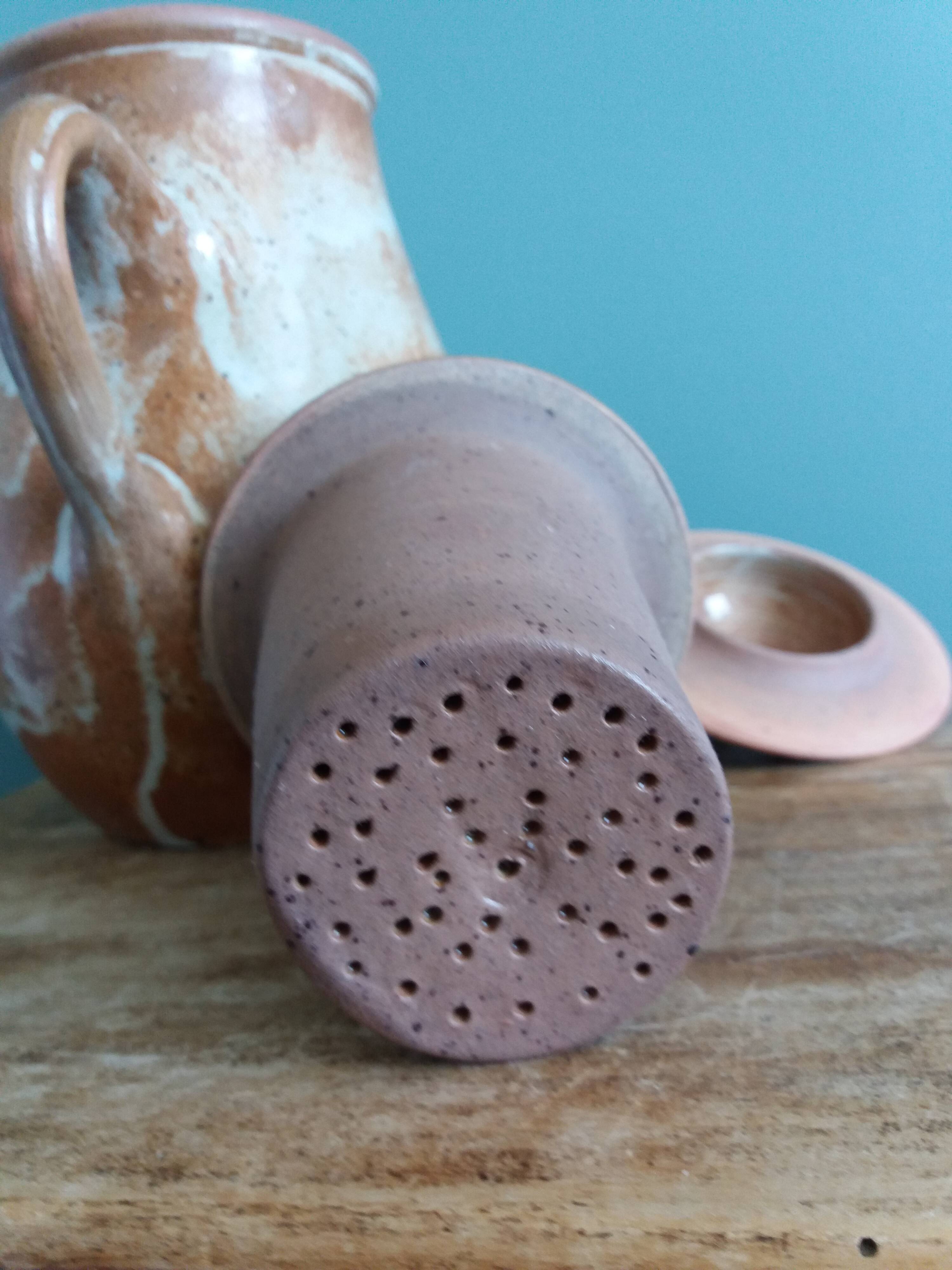 Puisaye stoneware filter teapot, Mallet pottery