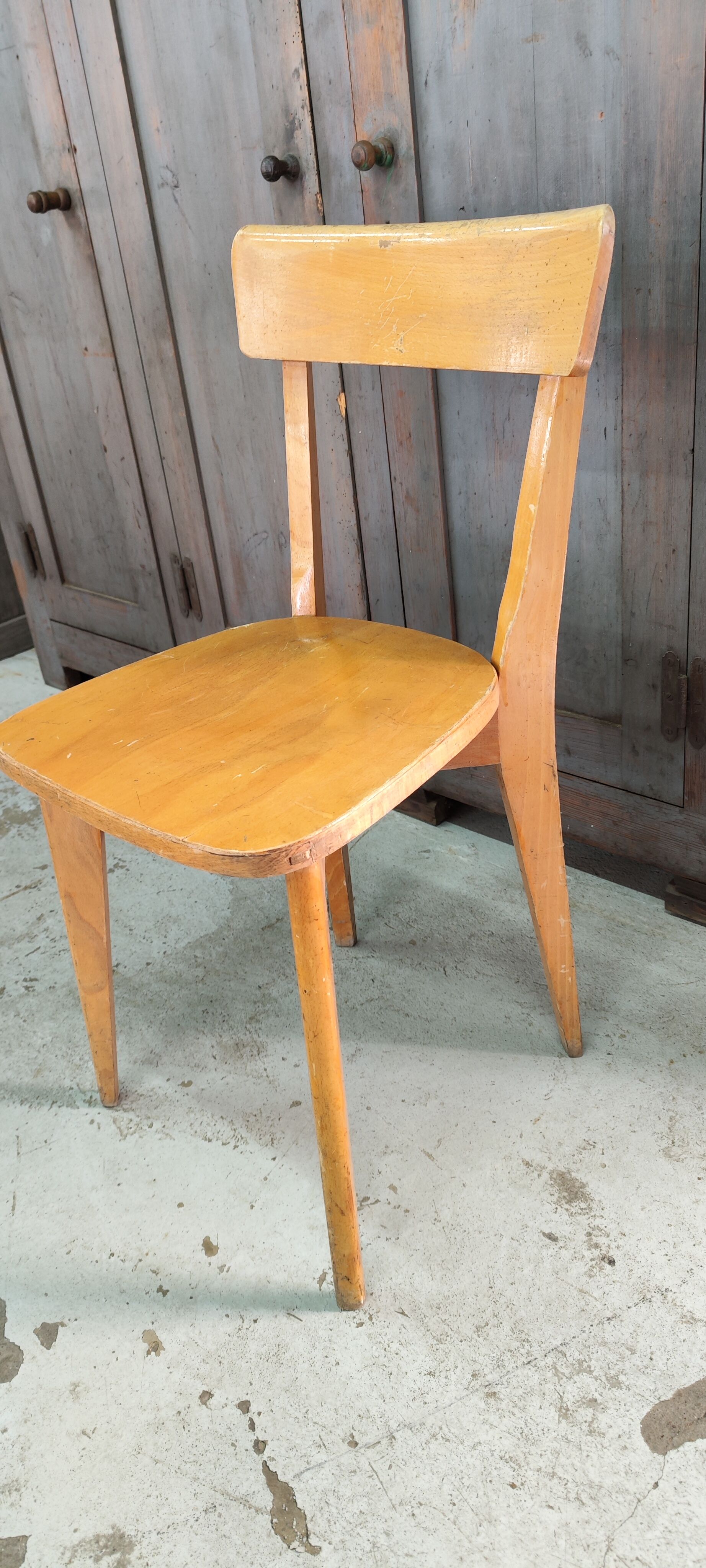 Series of six wooden bistro chairs